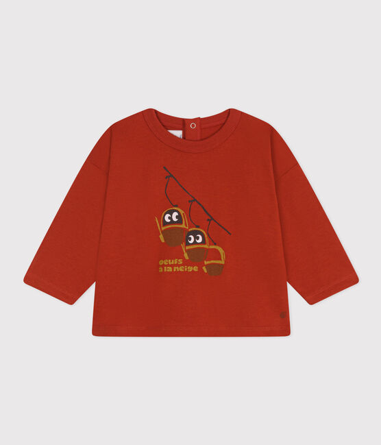Langärmeliges Baby-T-Shirt aus Jersey rot HARISSA
