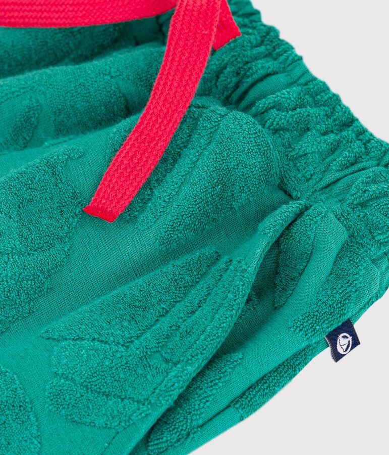 Kinder-Bermudashorts aus einfarbiger Baumwolle gr&uuml;n