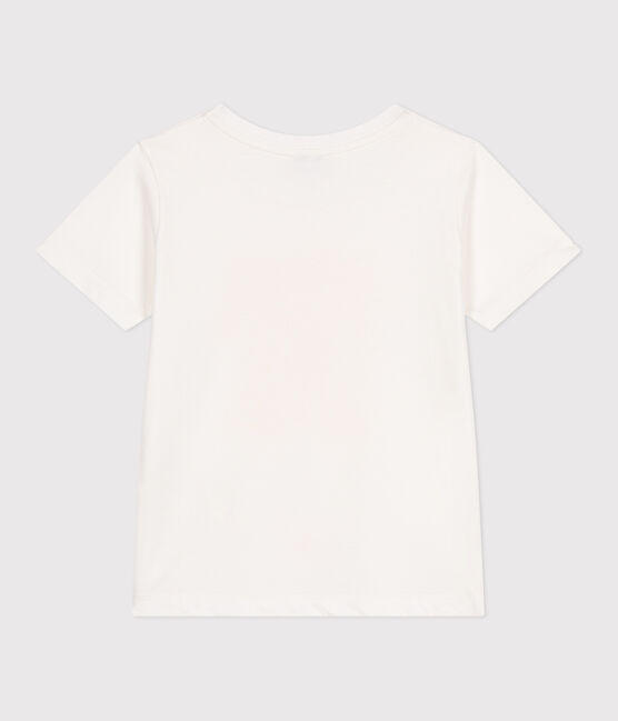 Kurzärmeliges Kinder-T-Shirt aus bedruckter Baumwolle weiss MARSHMALLOW/ ORGE