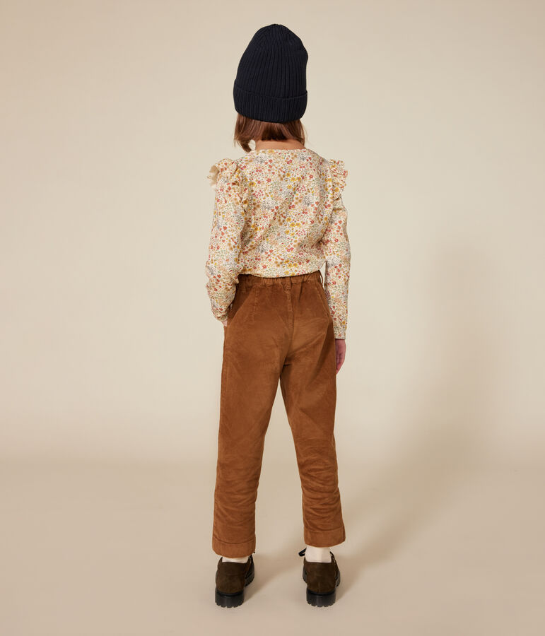 Lang&auml;rmeliges Kinder-T-Shirt aus Rippstrick f&uuml;r M&auml;dchen weiss AVALANCHE/ MULTICO