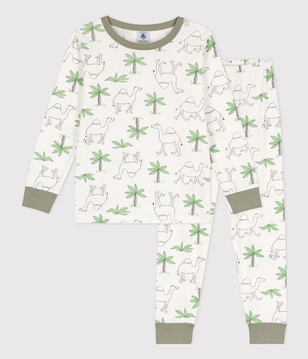 Kinderpyjama aus Baumwolle mit Dromedarmotiv weiss/vielfarbig
