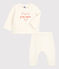 Zweiteiliges Baby-Set aus Woll- und Baumwoll-Strick weiss MARSHMALLOW