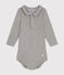 Langärmeliger Baby-Body aus Baumwolle mit Kragen grau CHATON CHINE