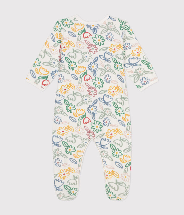 Strampler aus Nicki mit Blumenmotiv weiss/vielfarbig