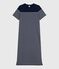 Langes Damen-Kleid aus Baumwolle mit Streifen blau SMOKING/weiss MARSHMALLOW
