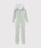 Langer Rippstrick-Overall für Jungen weiss MARSHMALLOW/weiss MULTICO