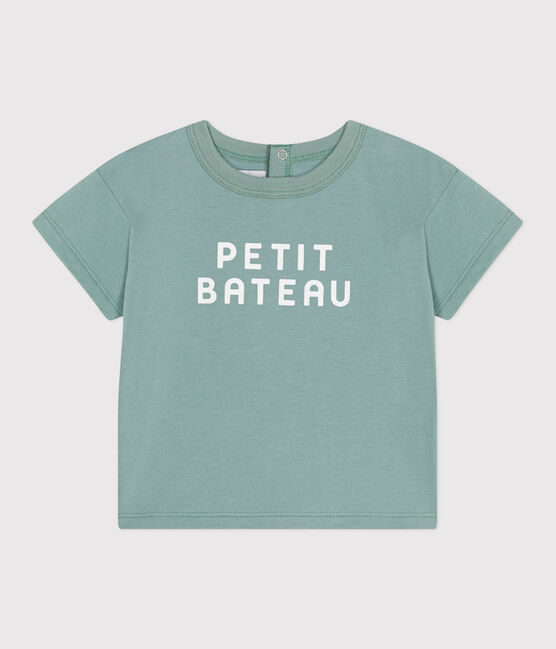 Kurzärmeliges Baby-T-Shirt aus einfarbiger Baumwolle grün PAUL
