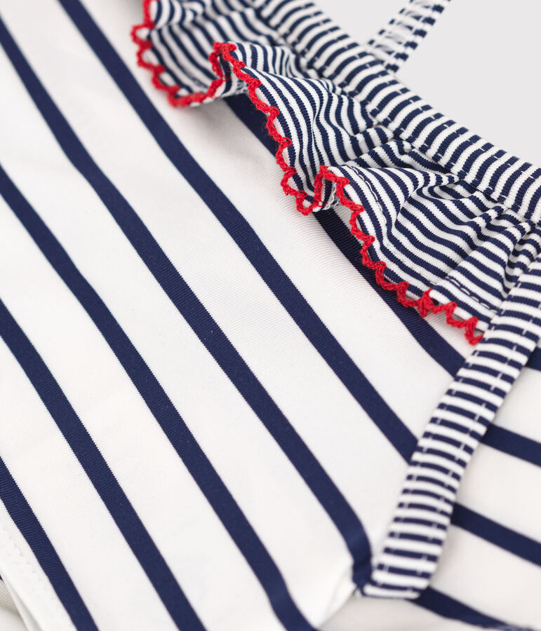 Kinder-Bikini mit Streifen weiss/blau