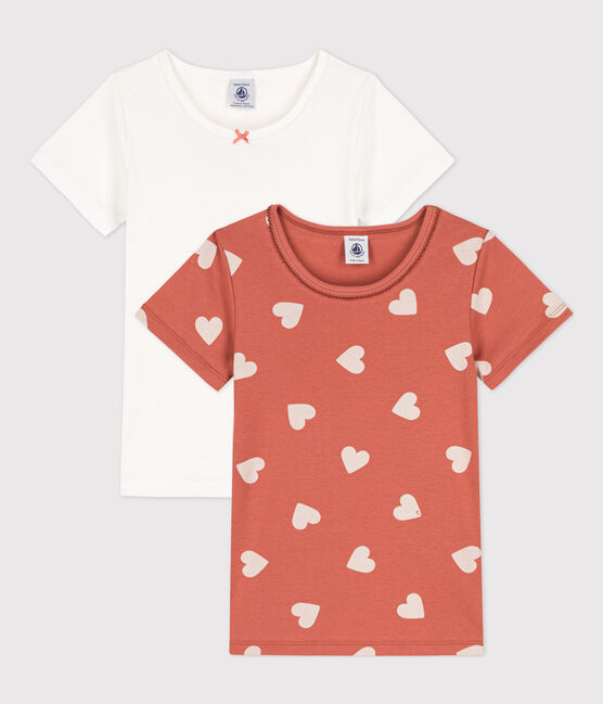 2er-Set kurzärmelige T-Shirts aus Baumwolle mit Herzmuster für Mädchen variante 1