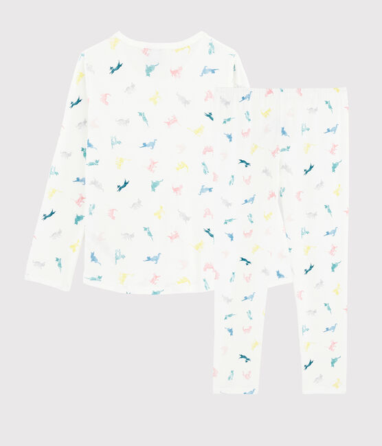 Kinderpyjama aus Baumwolle mit Katzenmotiv für Mädchen weiss MARSHMALLOW/weiss MULTICO
