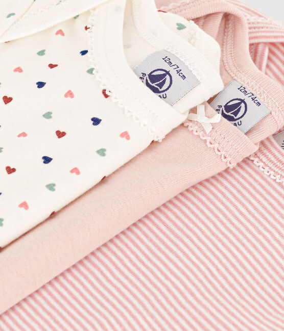 3er-Set kurzärmelige Baby-Bodys mit kleinen Herzen aus Baumwolle  variante 1