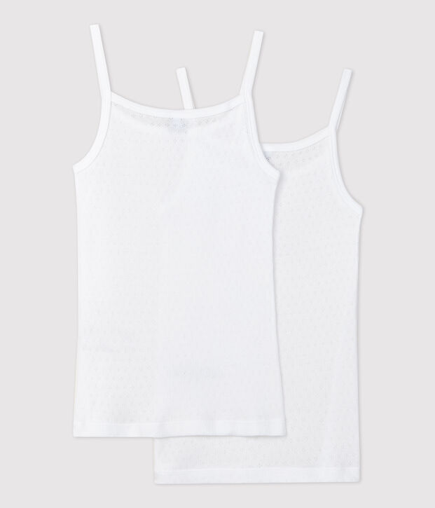 2er-Set Spaghetti-Tops aus Bio-Baumwolle mit Lochstickerei f&uuml;r M&auml;dchen vielfarbig