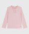 Langärmeliges Kinder-T-Shirt aus einfarbiger Baumwolle rosa JOLI