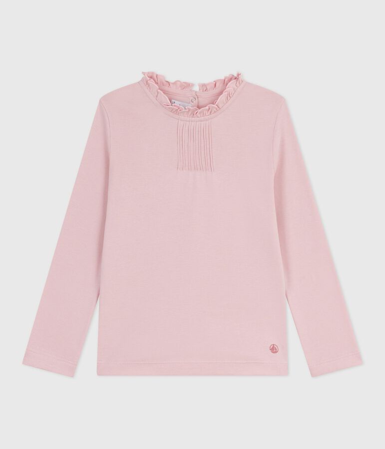 Lang&auml;rmeliges Kinder-T-Shirt aus einfarbiger Baumwolle rosa