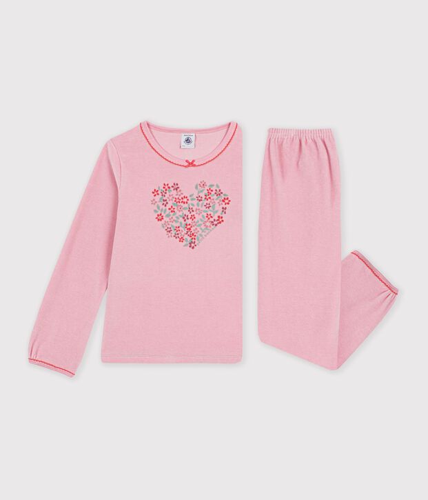 Kinder-Pyjama aus Nicki mit Herzmotiv rosa