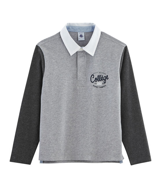 Rugby-Poloshirt für Jungen grau SUBWAY/schwarz CITY