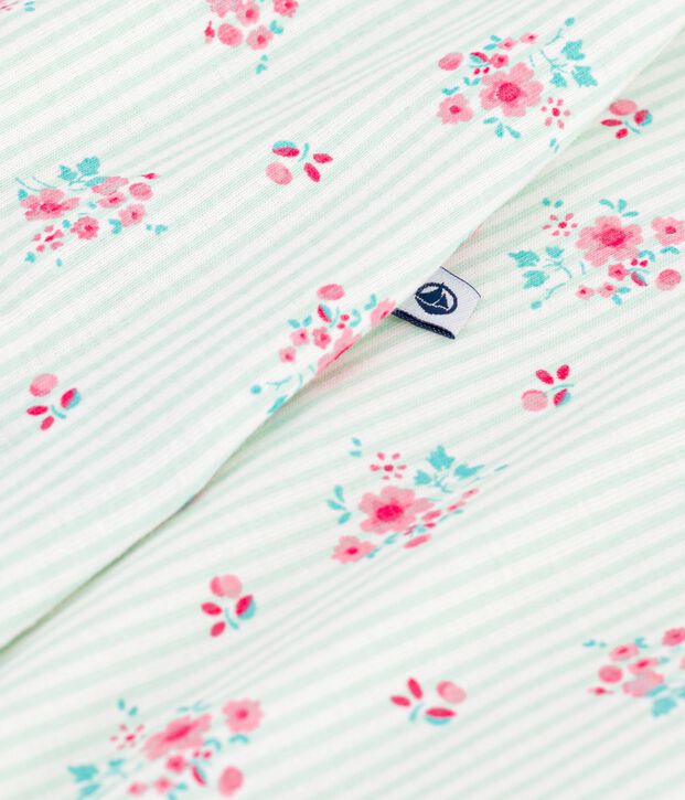 Baby-Kurzoverall aus Baumwolle mit Blumenmotiv weiss/vielfarbig