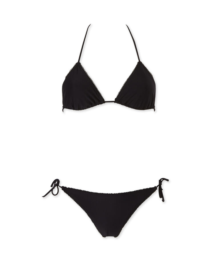 Einfarbiger Damen-Bikini schwarz Noir