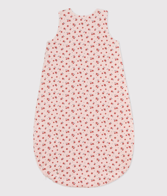 BABYSCHLAFSACK AUS NICKI MIT BLUMENMUSTER, TOG-WERT 2 rosa SALINE/weiss MULTICO