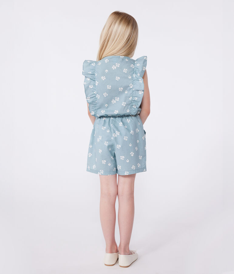 &Auml;rmelloser Kinder-Overall mit Blumenmuster blau PAUL/weiss MARSHMALLOW