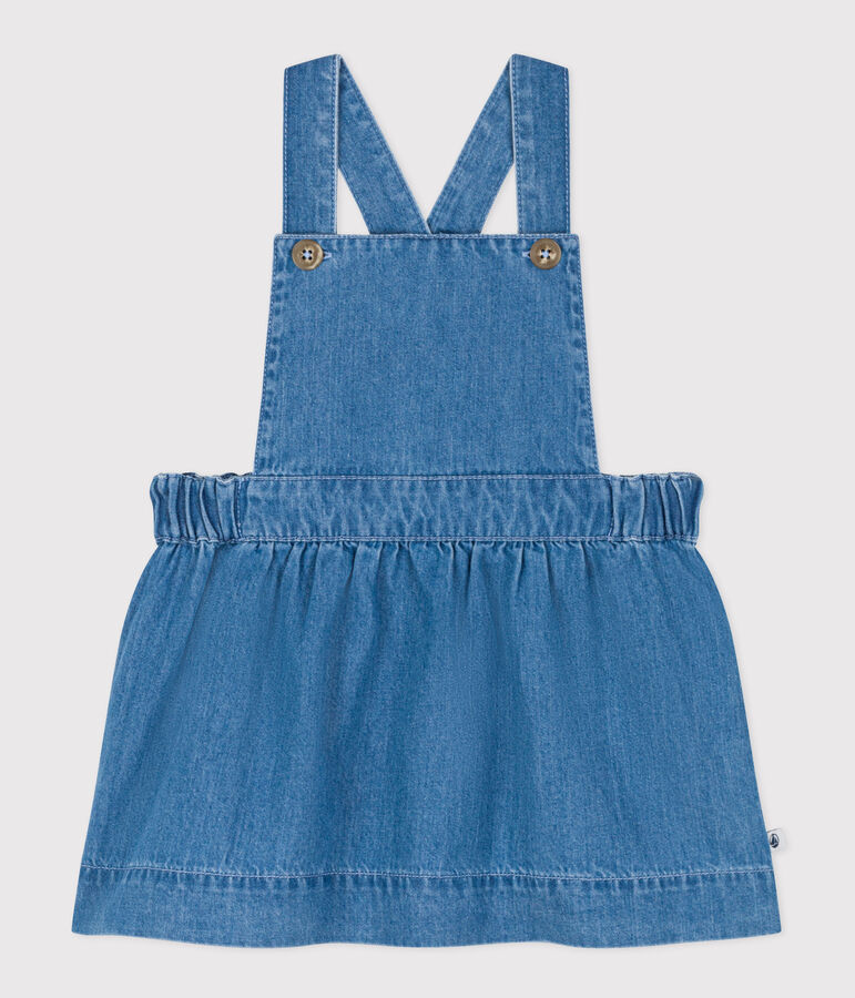 &Auml;rmelloses Babykleid aus leichtem Denim blau