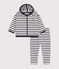 Baby-Set aus verdicktem Jersey mit Streifenmuster weiss MARSHMALLOW/blau SMOKING