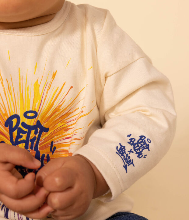 Lang&auml;rmeliges Baby-T-Shirt aus Jersey naturfarben