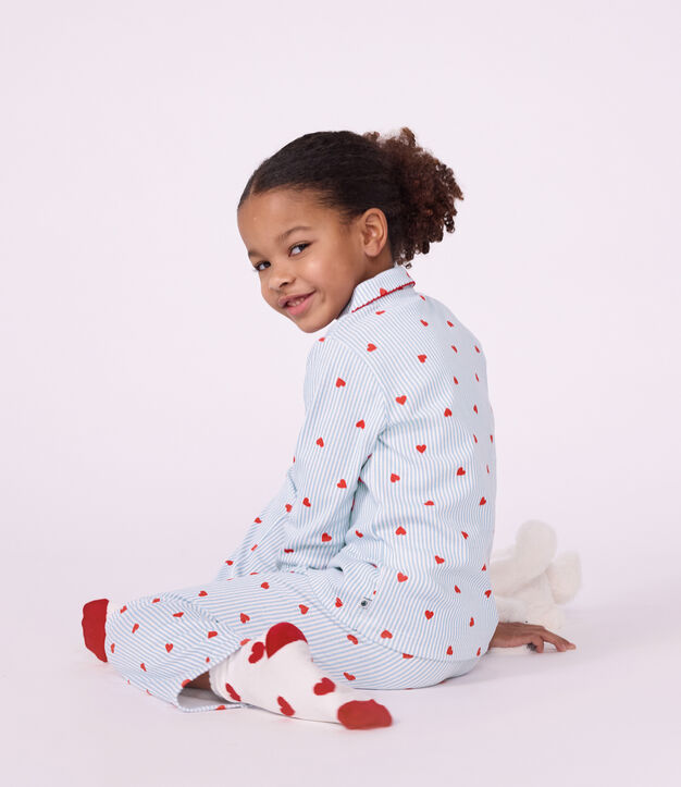 Gekn&ouml;pfter Kinder-Pyjama aus Baumwolle mit Herzmotiv weiss/vielfarbig