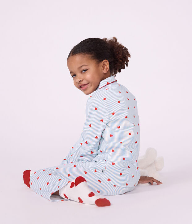 Gekn&ouml;pfter Kinder-Pyjama aus Baumwolle mit Herzmotiv weiss/vielfarbig