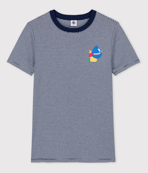 T-Shirt L&rsquo;ICONIQUE Water Family &times; Petit Bateau blau/weiss
