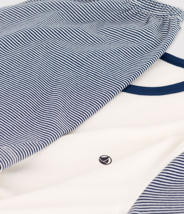 Kinder-Kurzpyjama aus Baumwolle mit blauen Ringelstreifen f&uuml;r Jungen blau/weiss