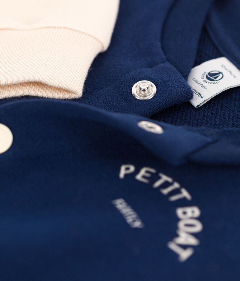 Baby-Teddy aus Molton blau/naturfarben