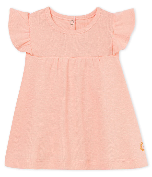 Kurz&auml;rmelige baby-bluse aus baumwolle/leinen m&auml;dchen rosa