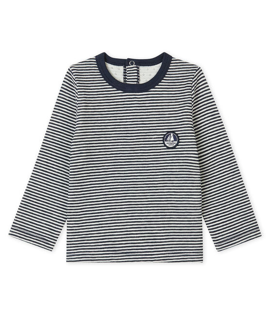 Baby-T-Shirt aus Doppeljersey für Jungen blau SMOKING/beige COQUILLE