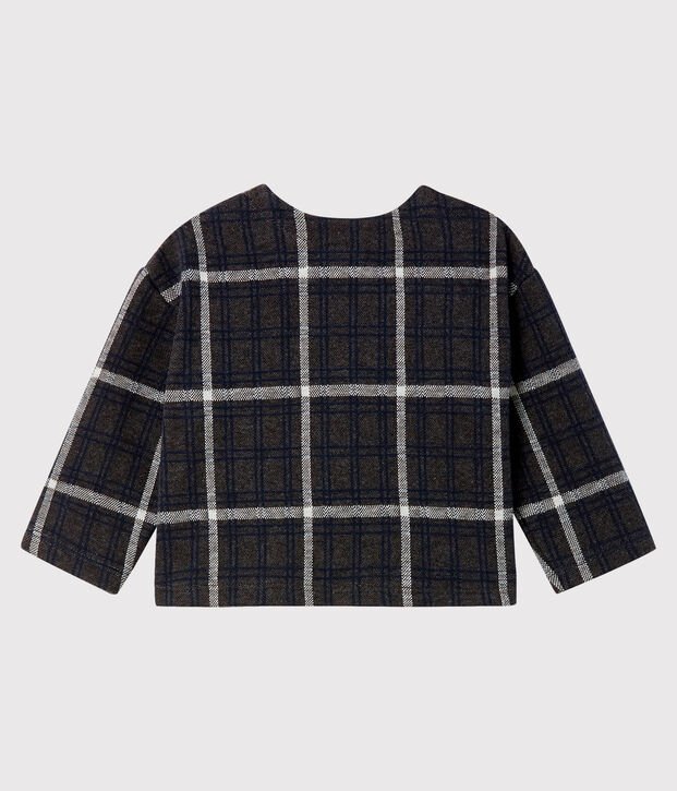 Karierter Baby-Cardigan f&uuml;r M&auml;dchen grau/vielfarbig