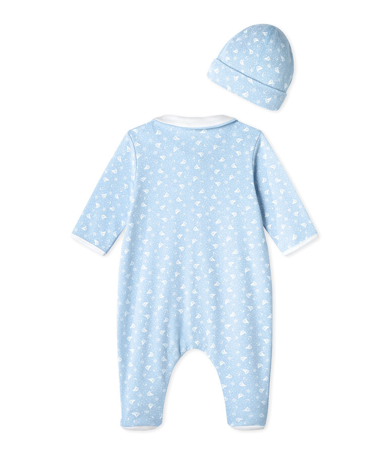 Unisex-Baby-Strampler und M&uuml;tze f&uuml;r Neugeborene blau TOUDOU/weiss ECUME
