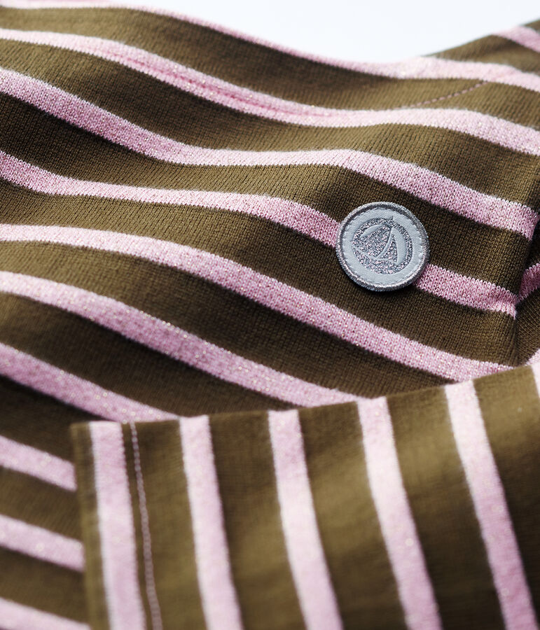 Kinder-Streifenshirt aus Baumwolle f&uuml;r M&auml;dchen MILITARY/ CHARME BRILLANT