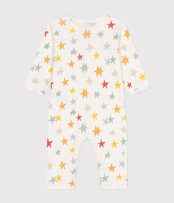 Gemusterter Baby-Pyjama ohne Füße aus Baumwolle weiss MARSHMALLOW/weiss MULTICO