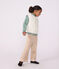 &Auml;rmelloser Kinder-Pullover mit Zopfmuster aus Wolle und Baumwolle weiss