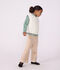 &Auml;rmelloser Kinder-Pullover mit Zopfmuster aus Wolle und Baumwolle weiss