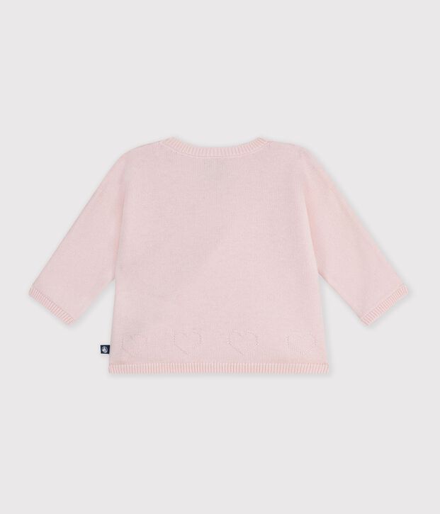 Baby-Wickeljacke aus Woll- und Baumwollstrick mit Lochstickerei BARELY