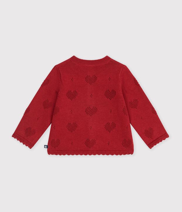 Baby-Cardigan aus Baumwolle mit Herzmotiv rot