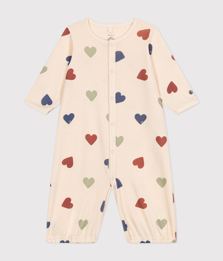 Baby-Kombi-Overall aus Baumwolle mit Herzmotiv naturfarben/vielfarbig