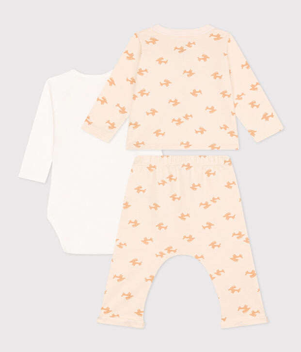 Baby-Set aus bedrucktem Molton naturfarben/beige