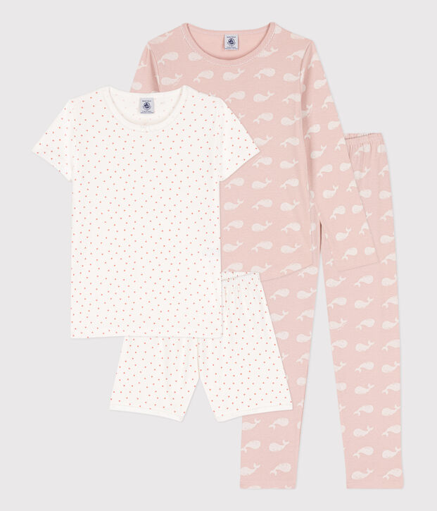 2er-Set Kinderpyjama und Kinder-Kurzpyjama aus Baumwolle f&uuml;r M&auml;dchen vielfarbig