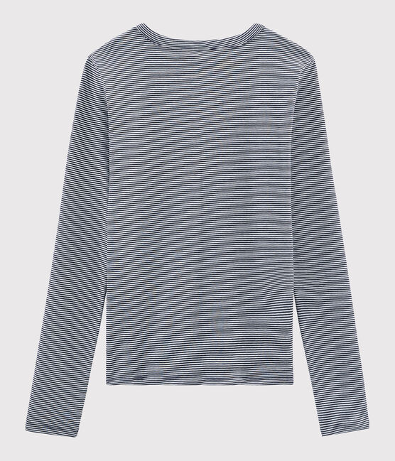 Damen-T-Shirt mit Rundhalsausschnitt blau SMOKING/weiss MARSHMALLOW