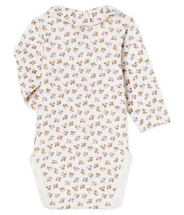 Lang&auml;rmliger Neugeborenen-Body aus Rippstrick f&uuml;r M&auml;dchen weiss/rosa/vielfarbig