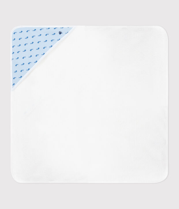 Viereckiges Baby-Badetuch aus Baumwolle blau/blau