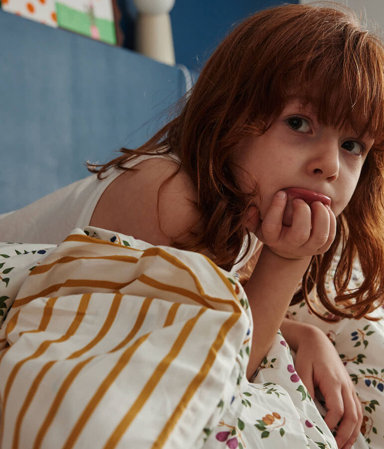 Bett- und Kissenbezug mit Obstmotiv f&uuml;r Kinder weiss/gelb/vielfarbig