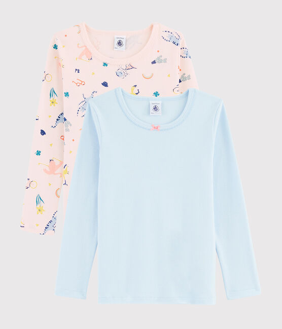Set mit 2 langärmligen Yoga-T-Shirts mit Tiermuster für kleine Mädchen variante 1